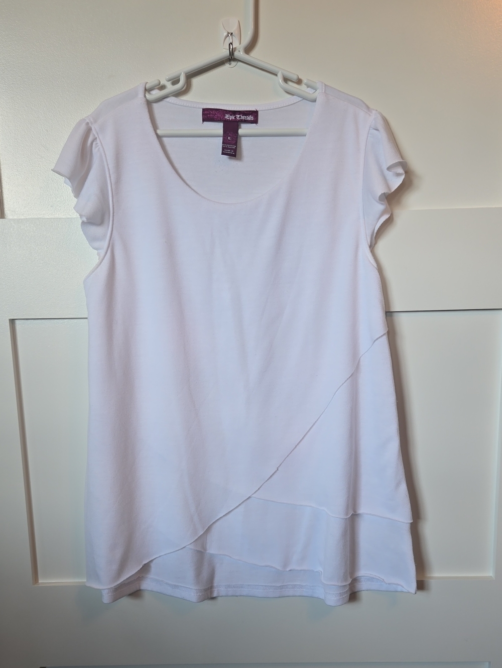 Epic Threads White Short Sleeve Layered Tee Girls XL